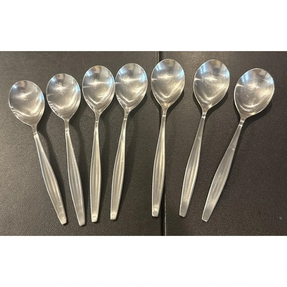 WMF Cromargan Germany Atlanta Motion Stainless Steel 7 Teaspoons Spoon VTG